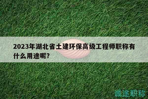 2023年湖北省土建環(huán)保高級工程師職稱有什么用途呢？