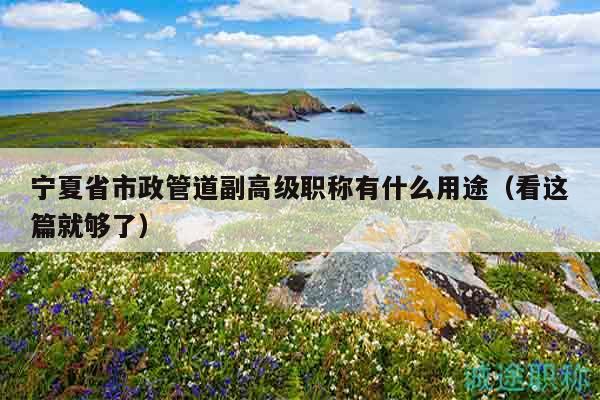 寧夏省市政管道副高級職稱有什么用途（看這篇就夠了）