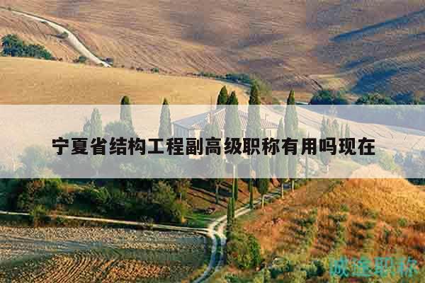 寧夏省結(jié)構(gòu)工程副高級職稱有用嗎現(xiàn)在