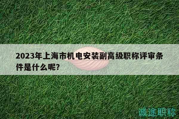 2023年上海市機(jī)電安裝副高級職稱評審條件是什么呢？