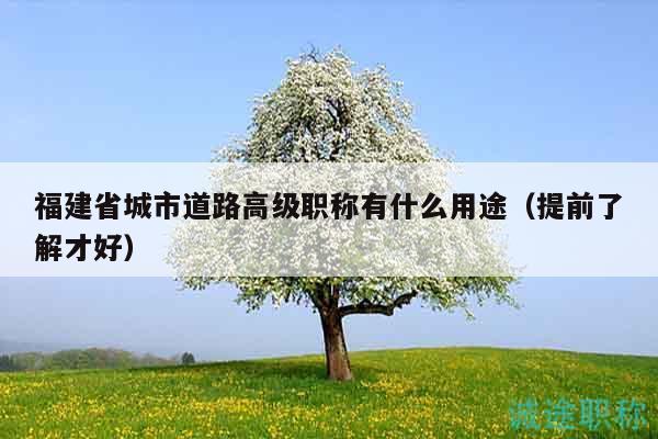 福建省城市道路高級(jí)職稱(chēng)有什么用途（提前了解才好）