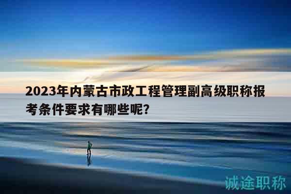2023年內(nèi)蒙古市政工程管理副高級(jí)職稱報(bào)考條件要求有哪些呢？