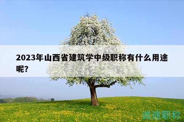 2023年山西省建筑學中級職稱有什么用途呢？