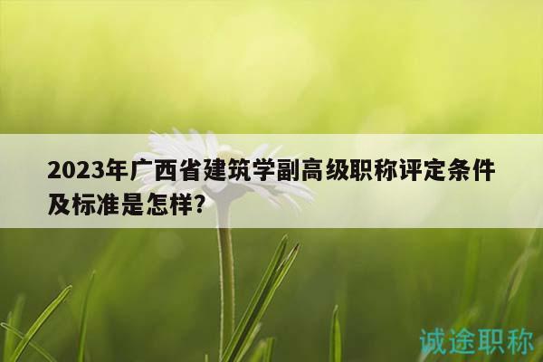 2023年廣西省建筑學(xué)副高級職稱評定條件及標(biāo)準(zhǔn)是怎樣？