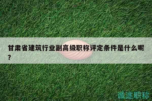甘肅省建筑行業(yè)副高級職稱評定條件是什么呢？
