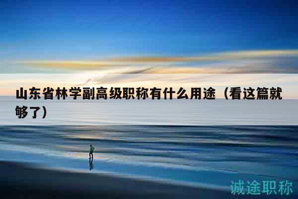 山東省林學(xué)副高級職稱有什么用途（看這篇就夠了）