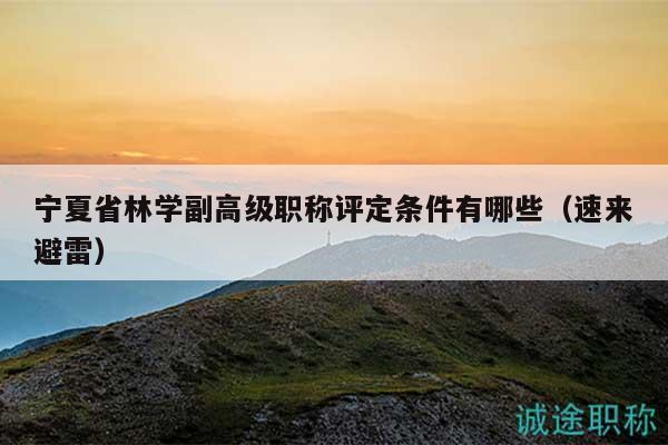 寧夏省林學副高級職稱評定條件有哪些（速來避雷）