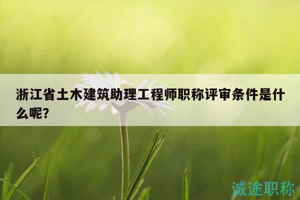 浙江省土木建筑助理工程師職稱評審條件是什么呢？