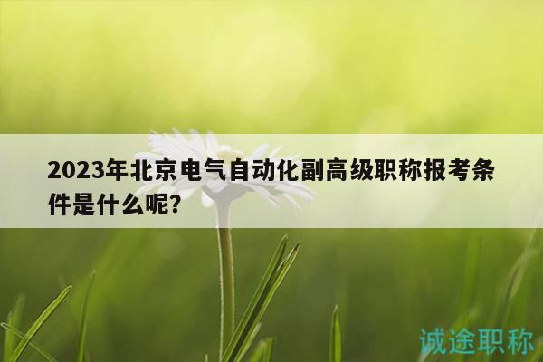 2023年北京電氣自動(dòng)化副高級(jí)職稱報(bào)考條件是什么呢？