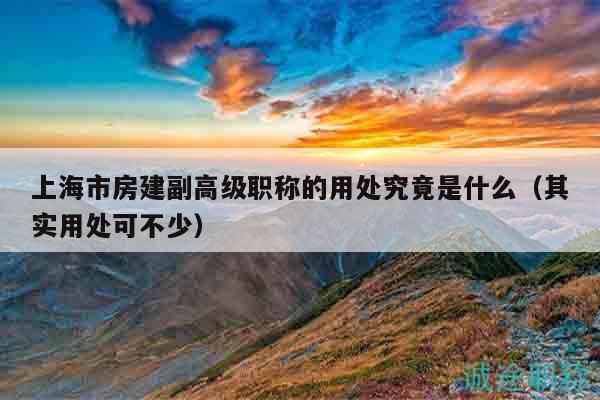 上海市房建副高級職稱的用處究竟是什么（其實(shí)用處可不少）