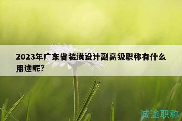 2023年廣東省裝潢設(shè)計副高級職稱有什么用途呢？