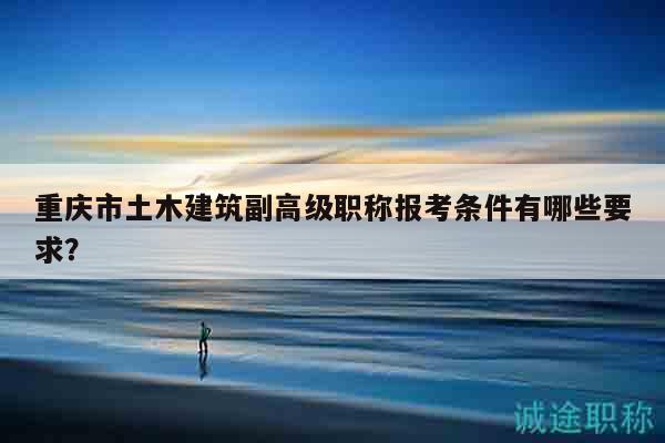 重慶市土木建筑副高級職稱報考條件有哪些要求？