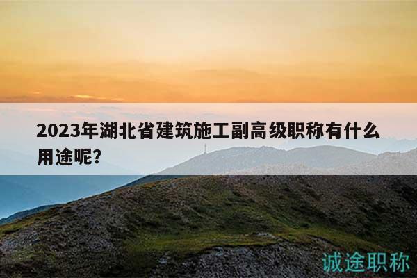 2023年湖北省建筑施工副高級職稱有什么用途呢？