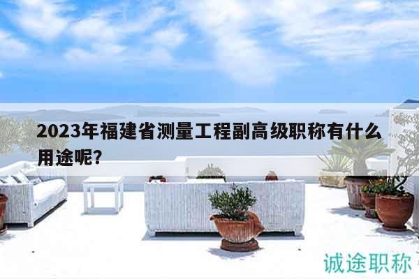 2023年福建省測量工程副高級職稱有什么用途呢？