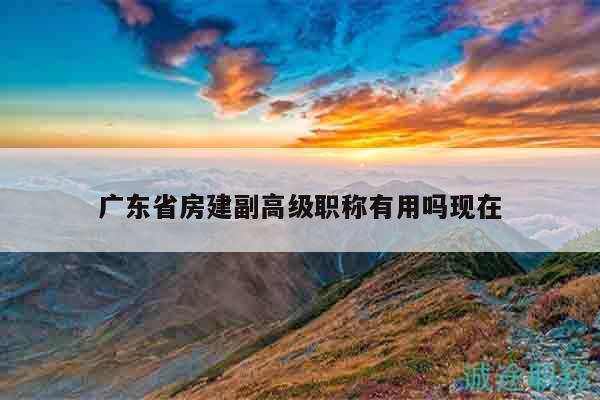 廣東省房建副高級(jí)職稱有用嗎現(xiàn)在