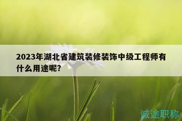 2023年湖北省建筑裝修裝飾中級工程師有什么用途呢？