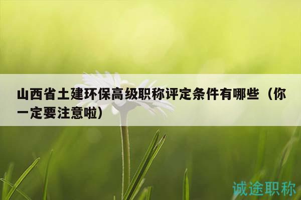 山西省土建環(huán)保高級職稱評定條件有哪些（你一定要注意啦）