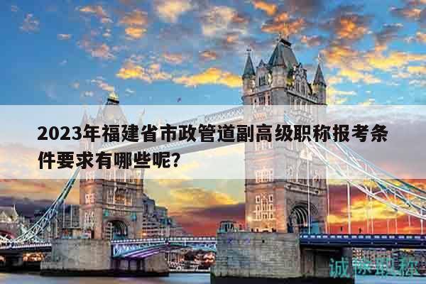 2023年福建省市政管道副高級職稱報考條件要求有哪些呢？