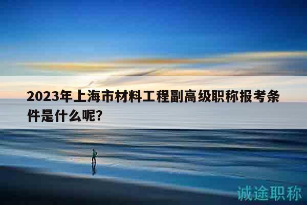 2023年上海市材料工程副高級職稱報考條件是什么呢？