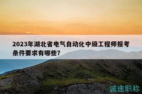 2023年湖北省電氣自動化中級工程師報考條件要求有哪些？