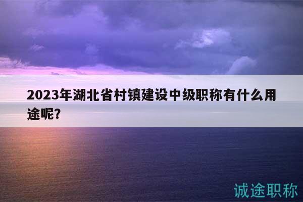 2023年湖北省村鎮(zhèn)建設(shè)中級職稱有什么用途呢？