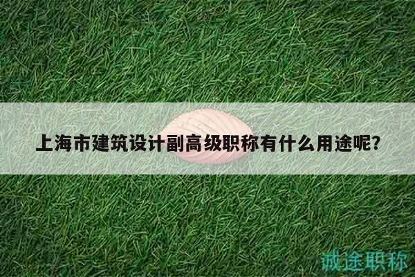 上海市建筑設(shè)計(jì)副高級(jí)職稱有什么用途呢？