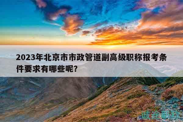 2023年北京市市政管道副高級職稱報考條件要求有哪些呢？