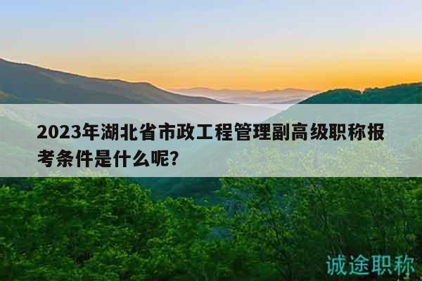 2023年湖北省市政工程管理副高級(jí)職稱報(bào)考條件是什么呢？