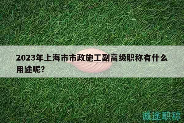 2023年上海市市政施工副高級職稱有什么用途呢？