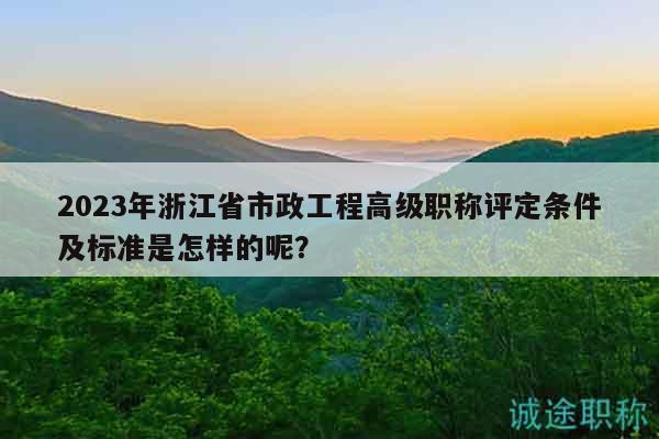 2023年浙江省市政工程高級(jí)職稱(chēng)評(píng)定條件及標(biāo)準(zhǔn)是怎樣的呢？
