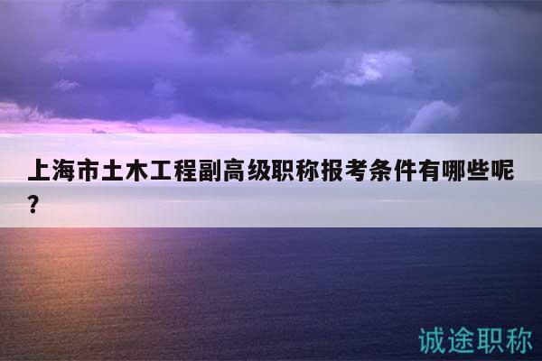 上海市土木工程副高級(jí)職稱報(bào)考條件有哪些呢？