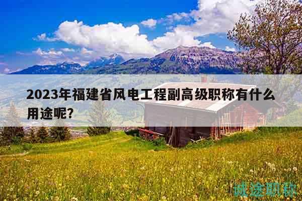 2023年福建省風電工程副高級職稱有什么用途呢？