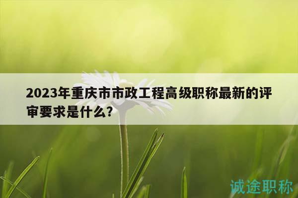 2023年重慶市市政工程高級職稱最新的評審要求是什么？