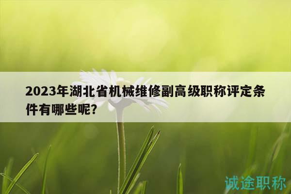 2023年湖北省機(jī)械維修副高級(jí)職稱(chēng)評(píng)定條件有哪些呢？