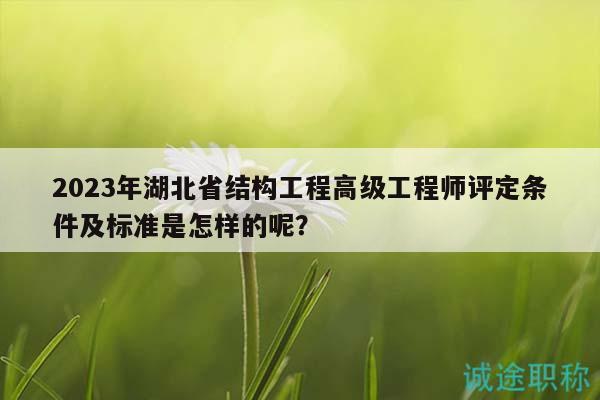 2023年湖北省結(jié)構(gòu)工程高級工程師評定條件及標(biāo)準(zhǔn)是怎樣的呢？