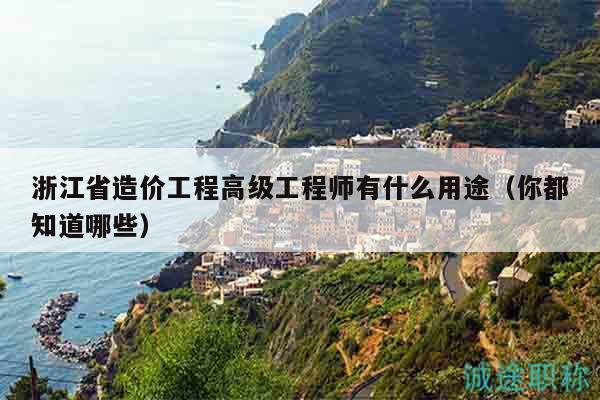浙江省造價工程高級工程師有什么用途（你都知道哪些）