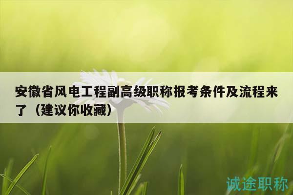 安徽省風(fēng)電工程副高級(jí)職稱報(bào)考條件及流程來(lái)了（建議你收藏）