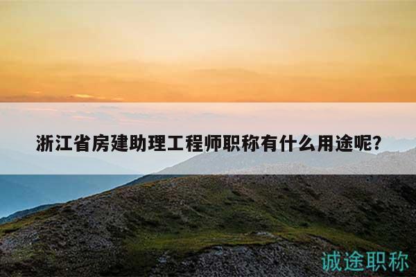 浙江省房建助理工程師職稱有什么用途呢？