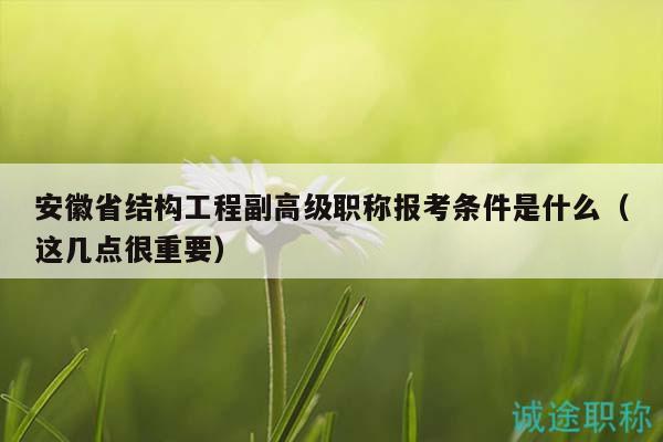 安徽省結(jié)構(gòu)工程副高級(jí)職稱報(bào)考條件是什么（這幾點(diǎn)很重要）