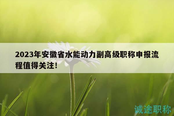 2023年安徽省水能動(dòng)力副高級(jí)職稱申報(bào)流程值得關(guān)注！