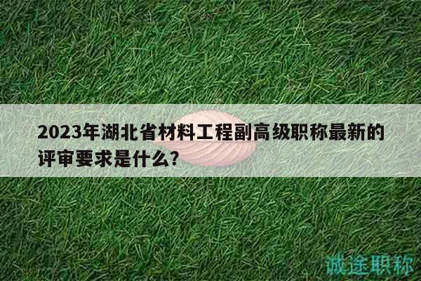 2023年湖北省材料工程副高級職稱最新的評審要求是什么？
