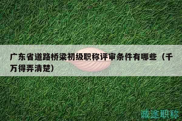 廣東省道路橋梁初級職稱評審條件有哪些（千萬得弄清楚）