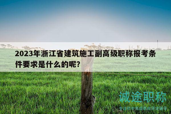 2023年浙江省建筑施工副高級職稱報(bào)考條件要求是什么的呢？