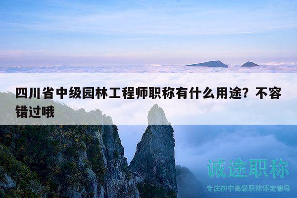 四川省中級(jí)園林工程師職稱有什么用途？不容錯(cuò)過(guò)哦