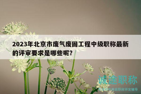 2023年北京市廢氣廢固工程中級職稱最新的評審要求是哪些呢？