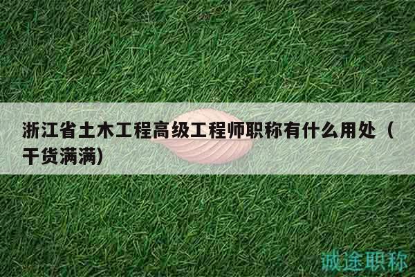 浙江省土木工程高級(jí)工程師職稱(chēng)有什么用處（干貨滿(mǎn)滿(mǎn)）