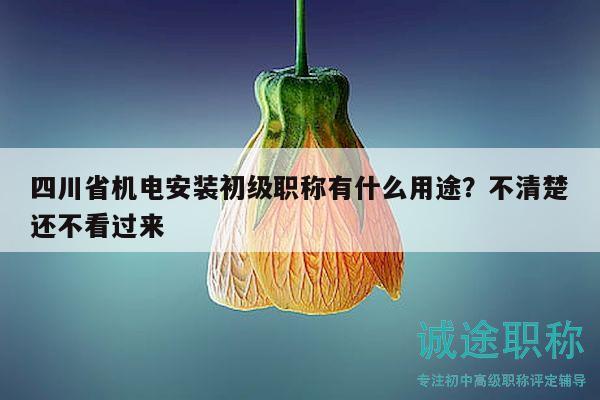 四川省機(jī)電安裝初級(jí)職稱有什么用途？不清楚還不看過來