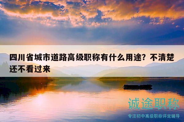 四川省城市道路高級職稱有什么用途？不清楚還不看過來