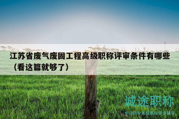江蘇省廢氣廢固工程高級職稱評審條件有哪些（看這篇就夠了）