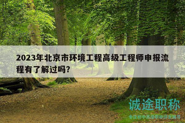 2023年北京市環(huán)境工程高級(jí)工程師申報(bào)流程有了解過嗎？